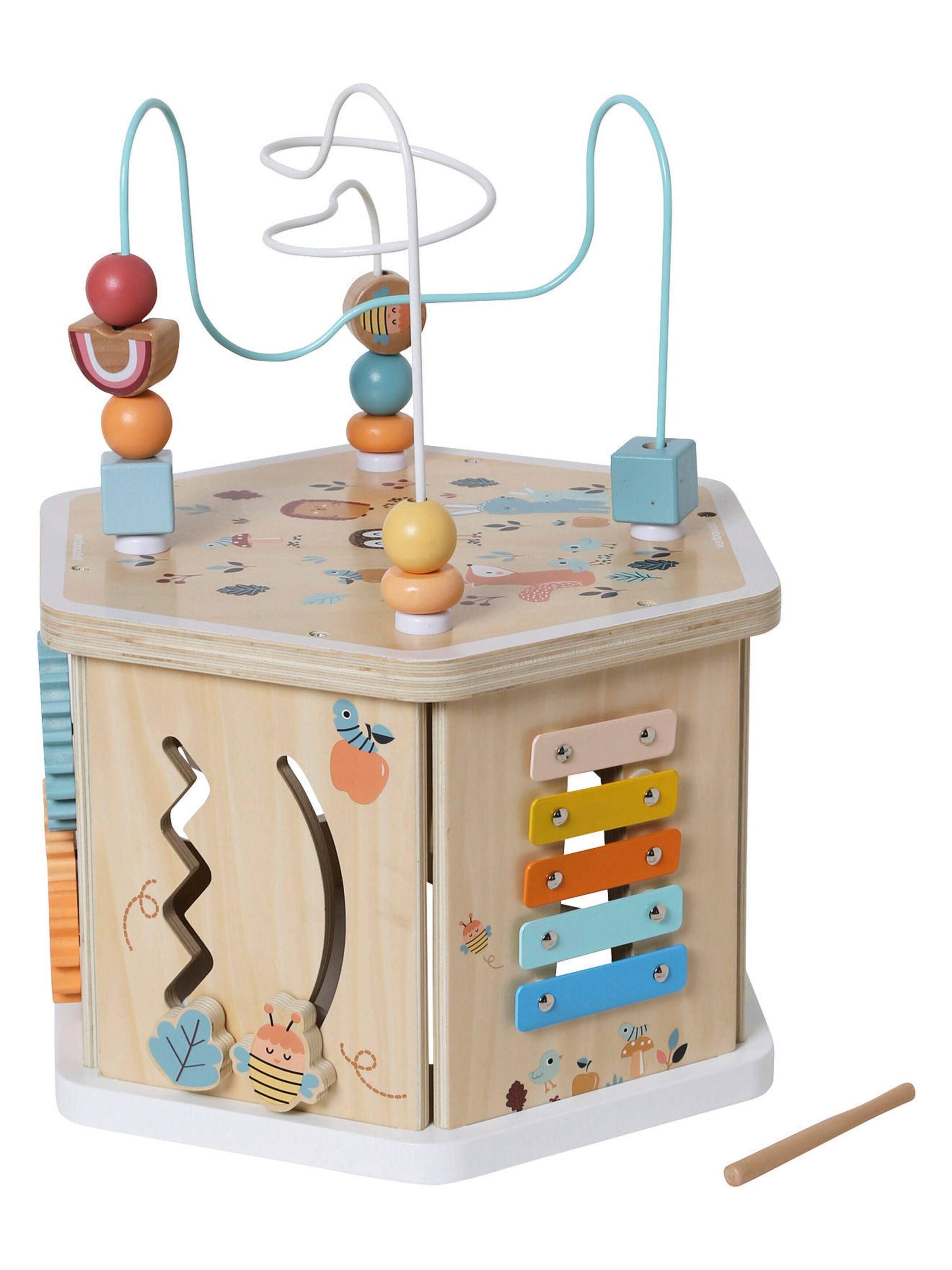 Vertbaudet Sechseckiges Activity-Center, Holz FSC® beige