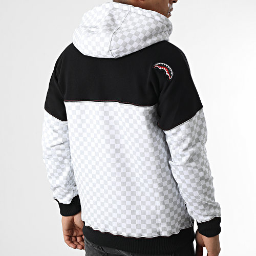 Sweat Capuche A Carreaux SP249 Blanc Gris Noir