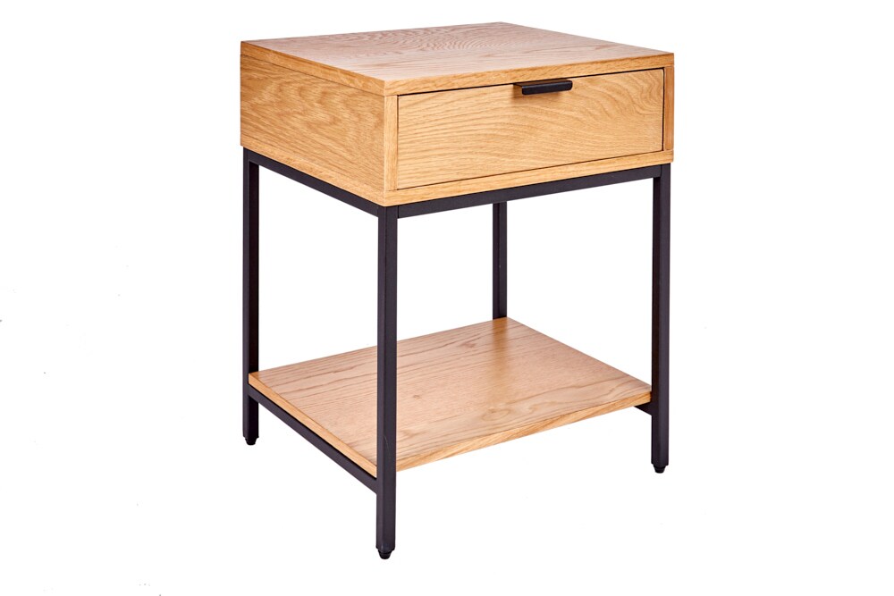 riess-ambiente Nachttisch ELEMENTS - Industrial 40cm Eiche Beistelltisch mit Schublade