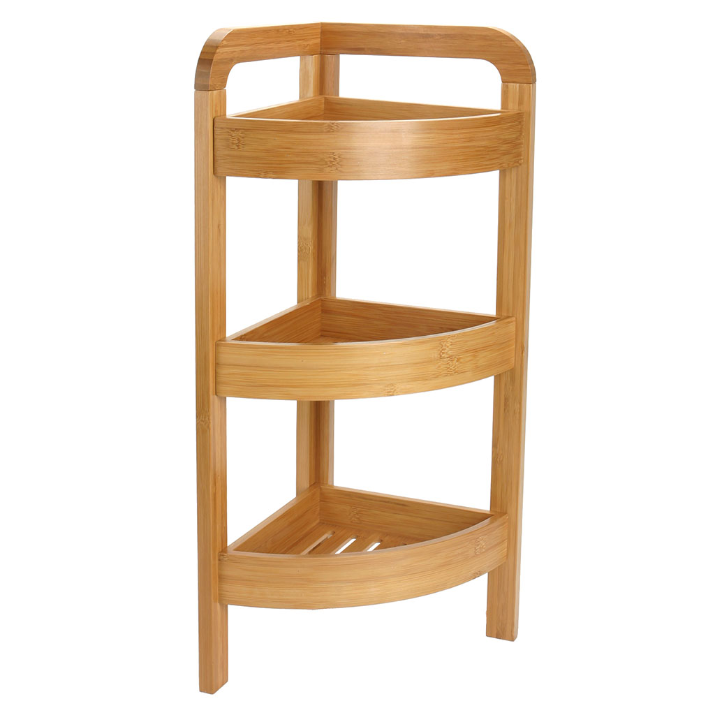 Étagère d'angle 3 niveaux bambou 23x61x23cm