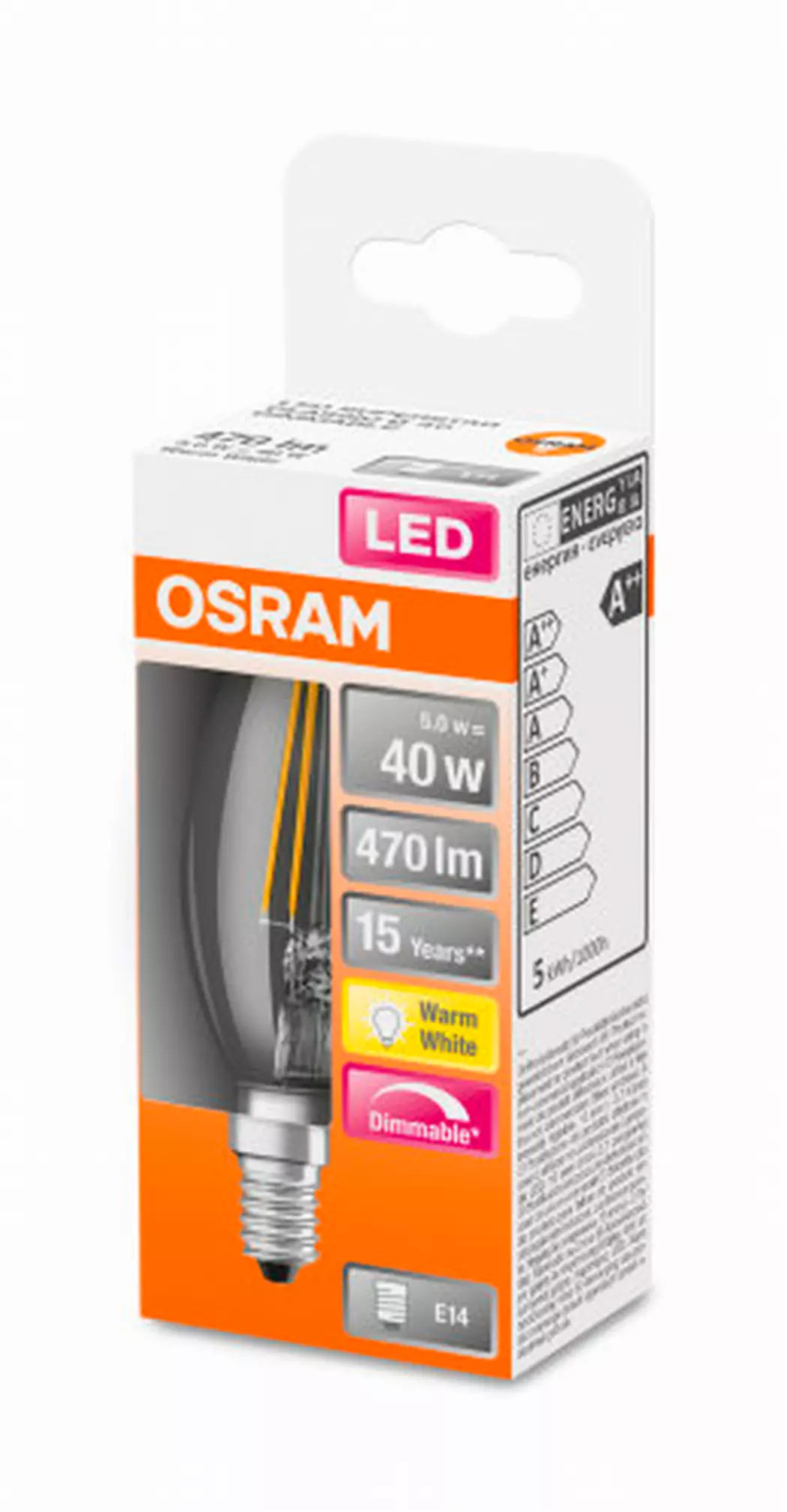LED Kerze E14/4,8 Watt/Energie F