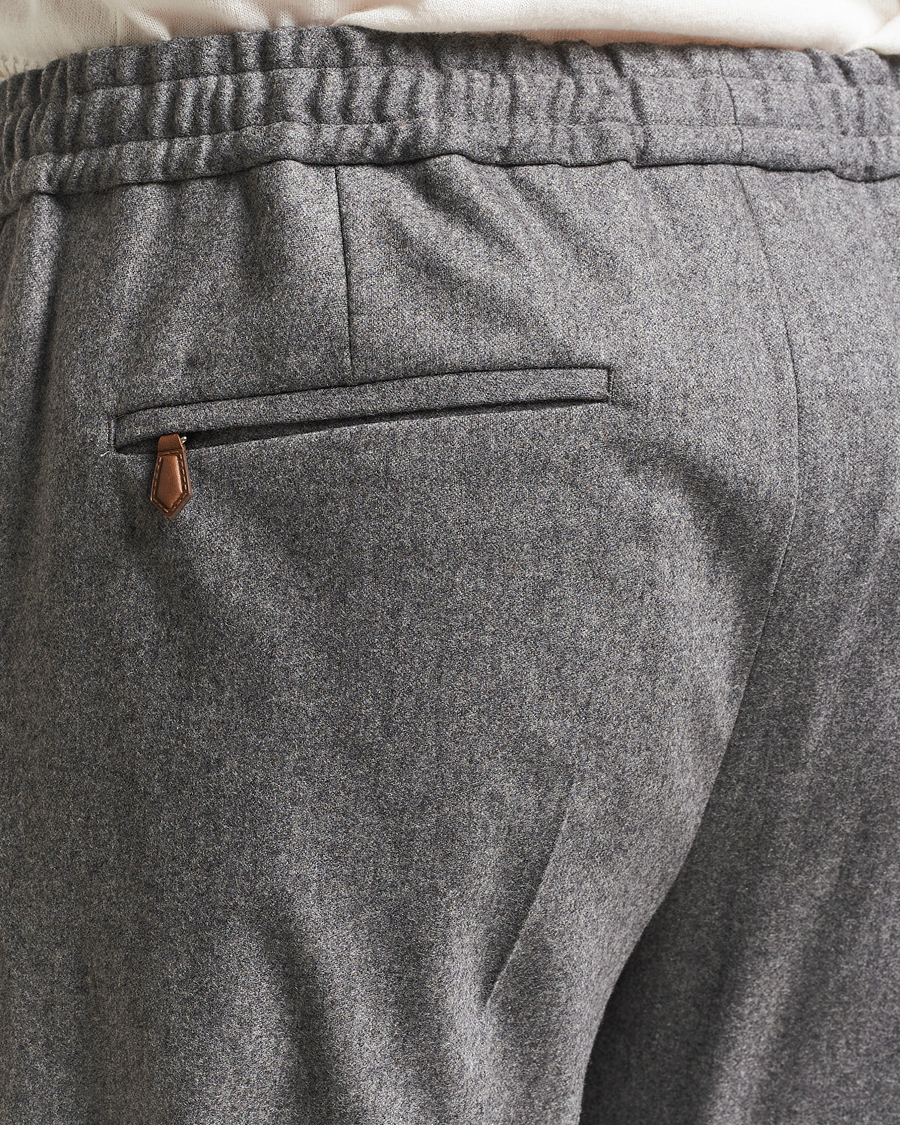 PT01 Slim Fit Wool/Cashmere Drawstring Trousers Grey Melange