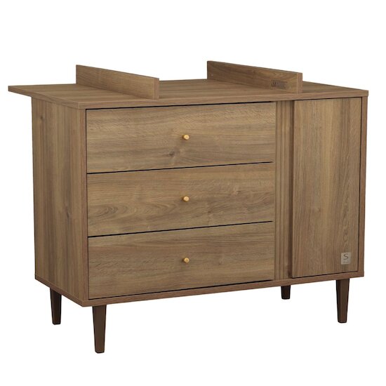 Mokka Commode 3 tiroirs 1 porte   Chêne / Mokka        de               Sauthon Baby's Sweet Home