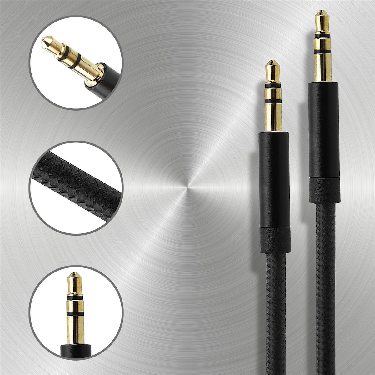 Aux-kabel 3,5 mm lydkabel 2m Stereo jack-kabel