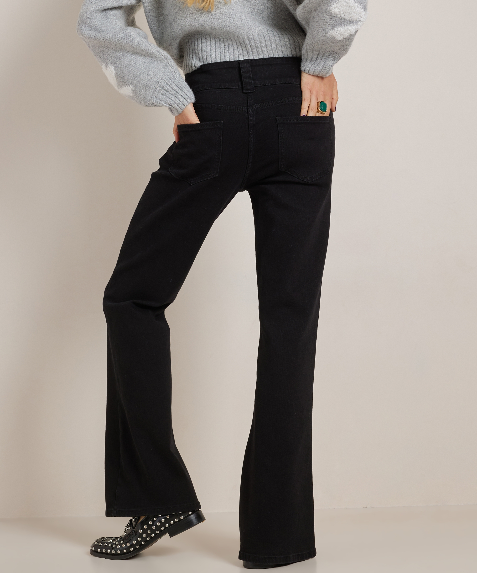 wide fit stretch twill broek knopen