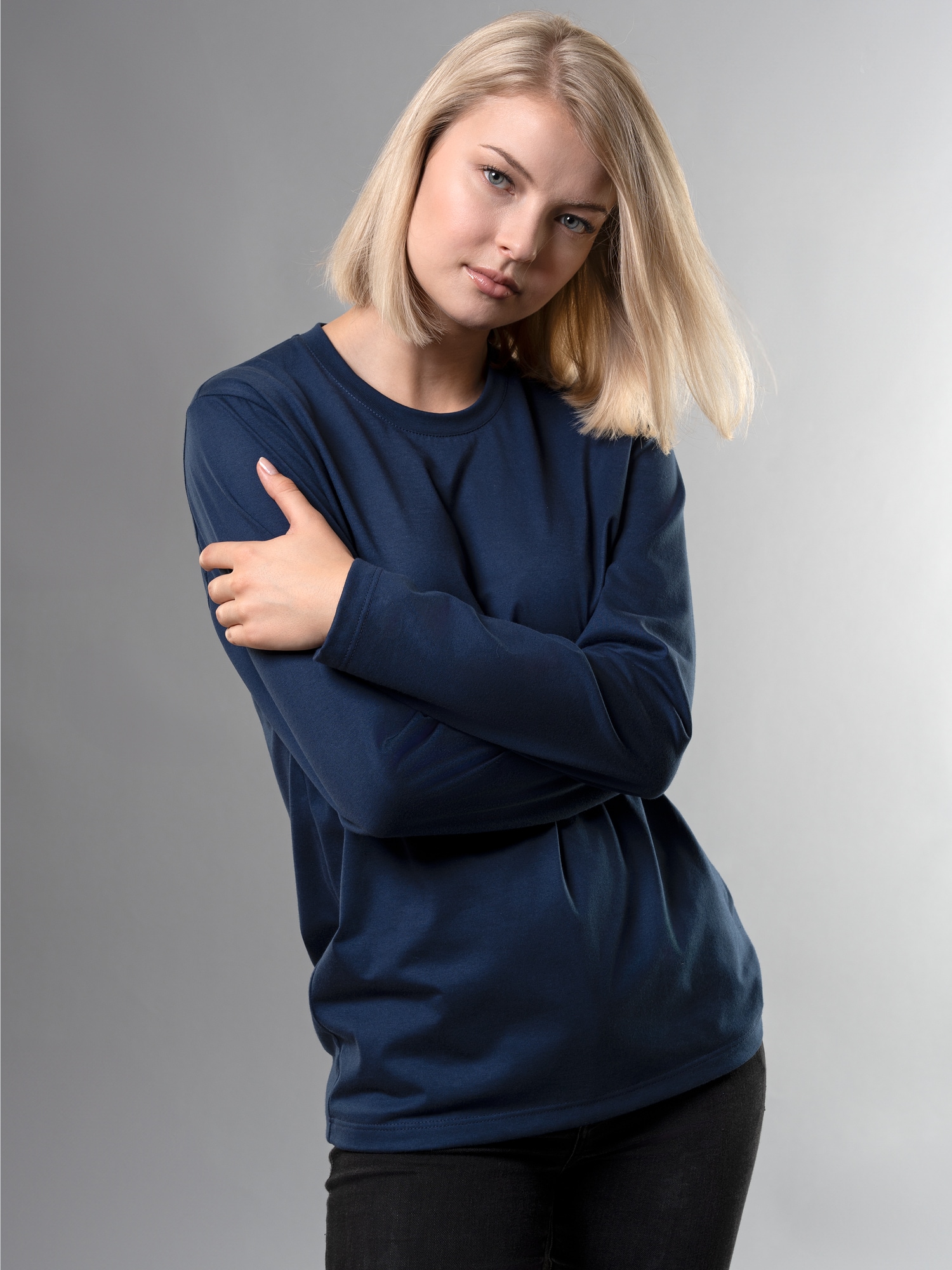 Langarmshirt aus 100% Baumwolle Night-blue