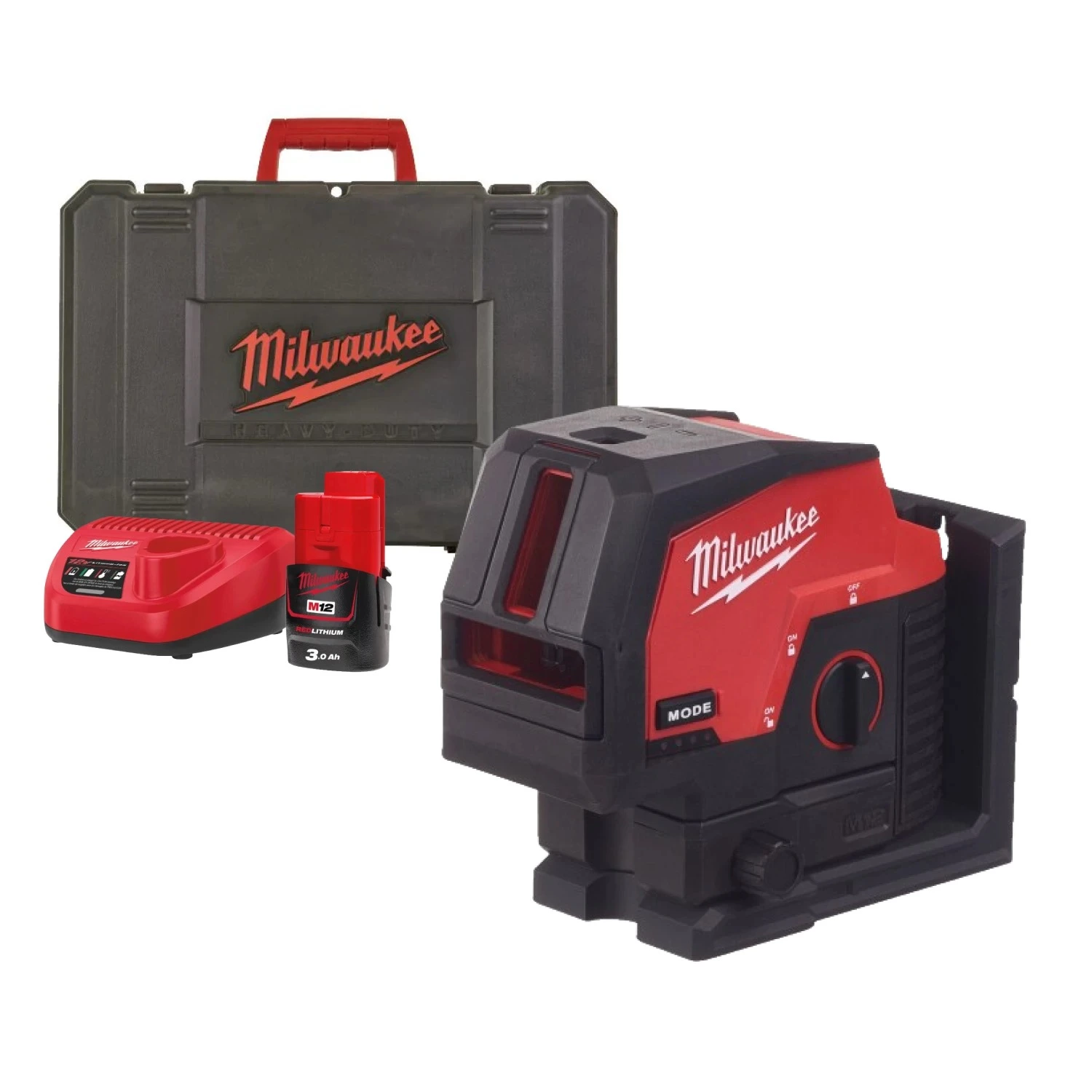 Milwaukee M12 CLLP-301C 12V Li-Ion accu laser set (1x 3,0Ah) in koffer - 2 lijnen - Groen - 38m