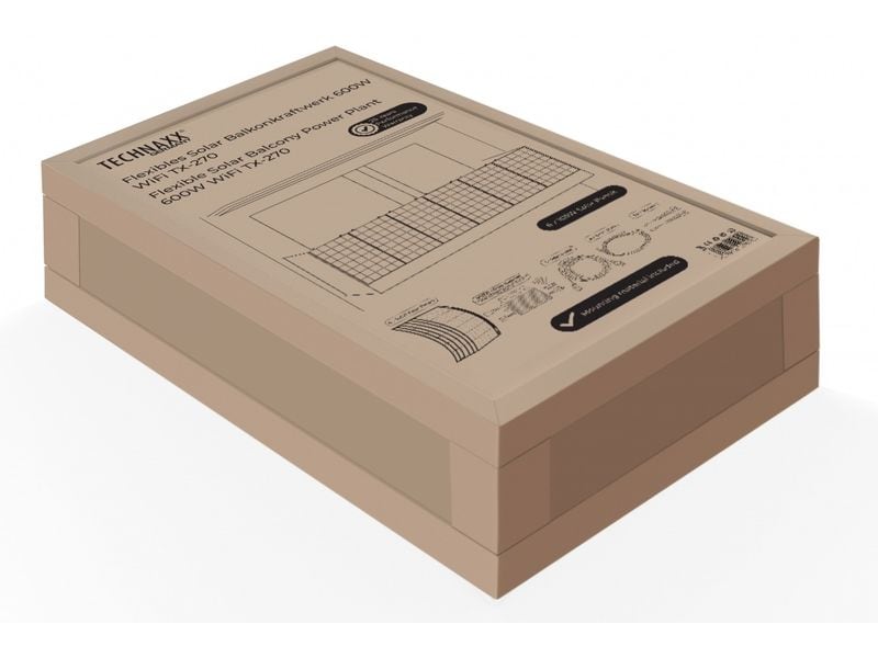 Technaxx Solaranlage Balkonkraftwerk 600W TX-270 Plug-and-Play-Solarsystem geeignet zur Deckung der Grundlast Ihres Hauses während des Tages. Der HMS-800W ist auf 600W konfiguriert, automatisches Update nach Gesetzesänderung.
