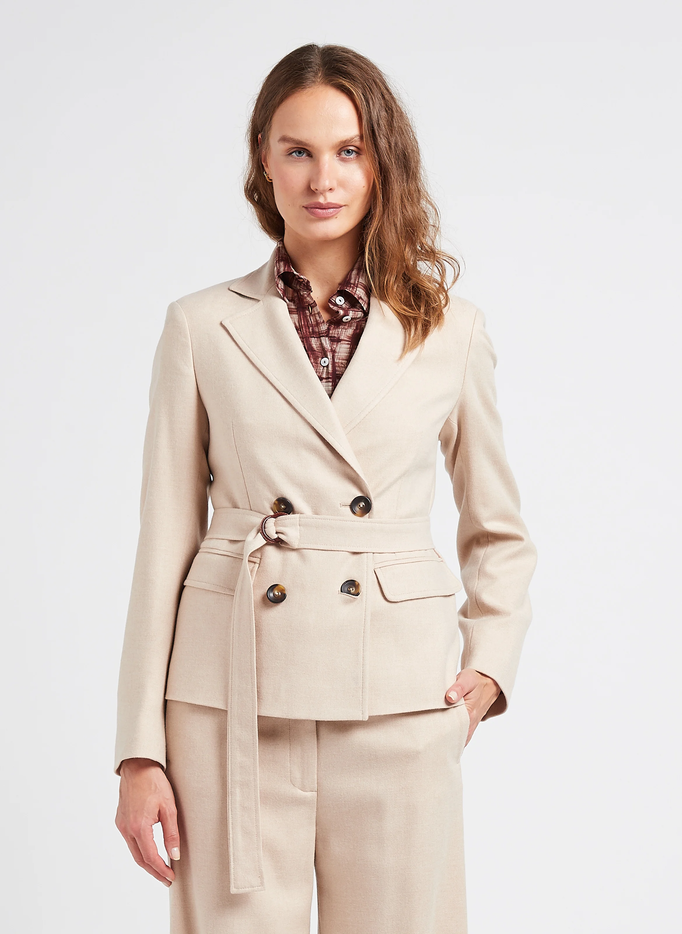 VANIO - Veste ajustée col tailleur | Blanc