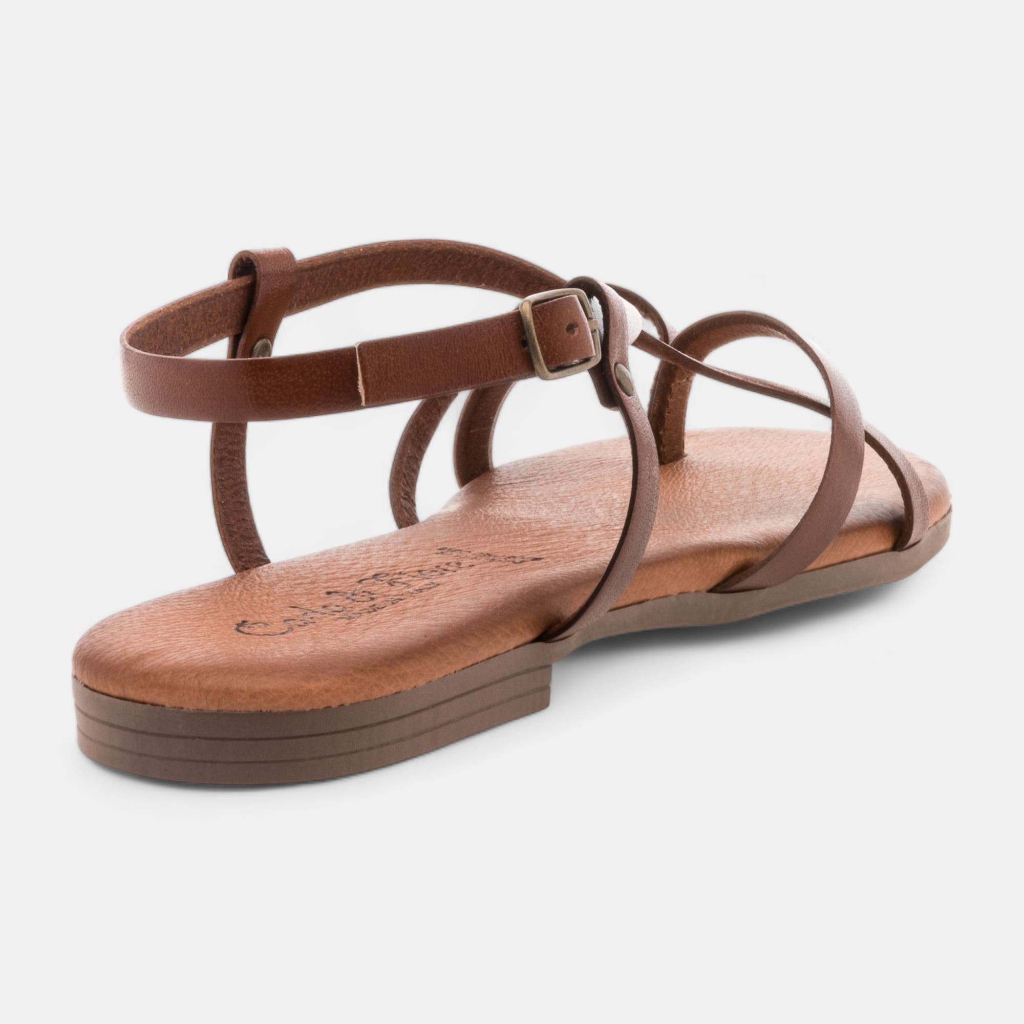 Nu-pieds Femme en cuir cognac