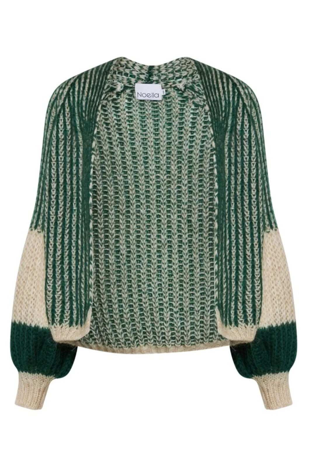 Noella Liana Knit Cardigan beige bottle green