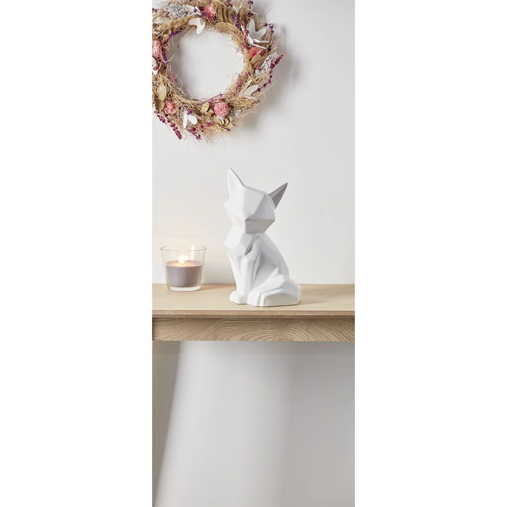 Tirelire renard origami en céramique blanc