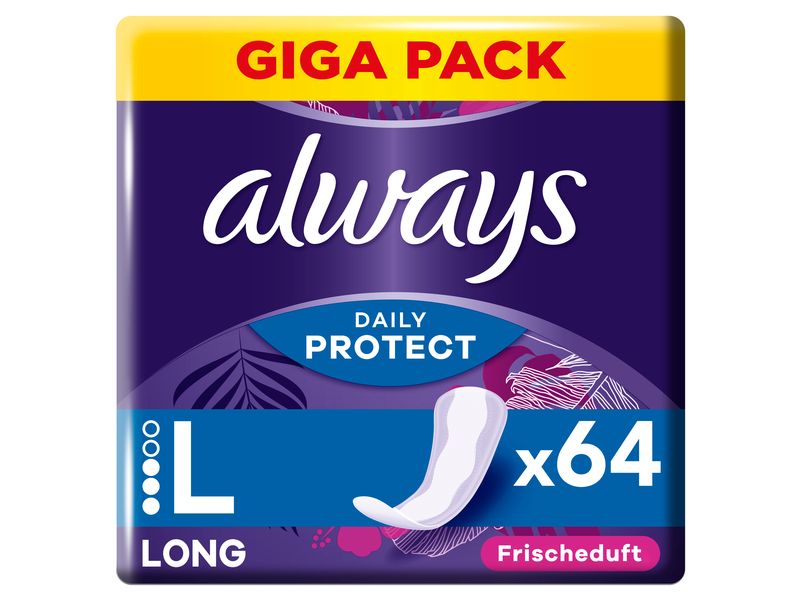 Always Slipeinlage Daily Protect Long mit Frischeduft 64 St Hochwertige Einlagen mit saugfähigem Kern