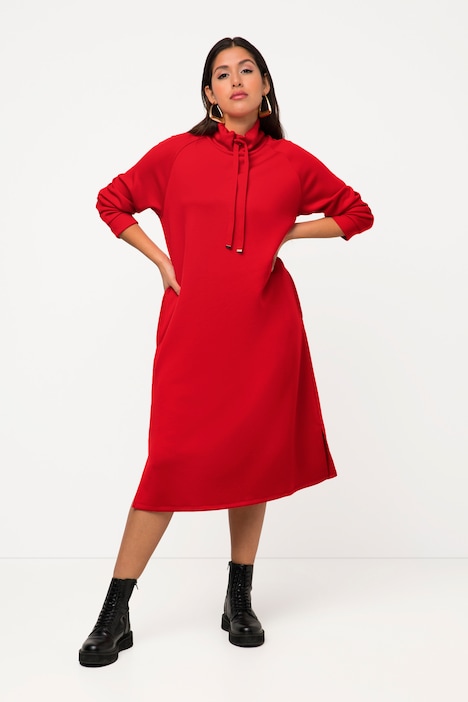 Sweat-Midikleid, Stehkragen, Langarm, Taschen, Modalmix