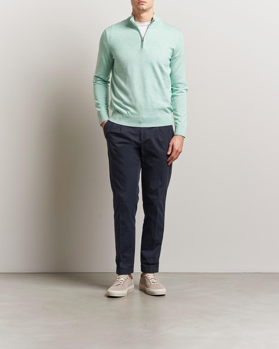 Morris Riley Cotton Half Zip Light Green