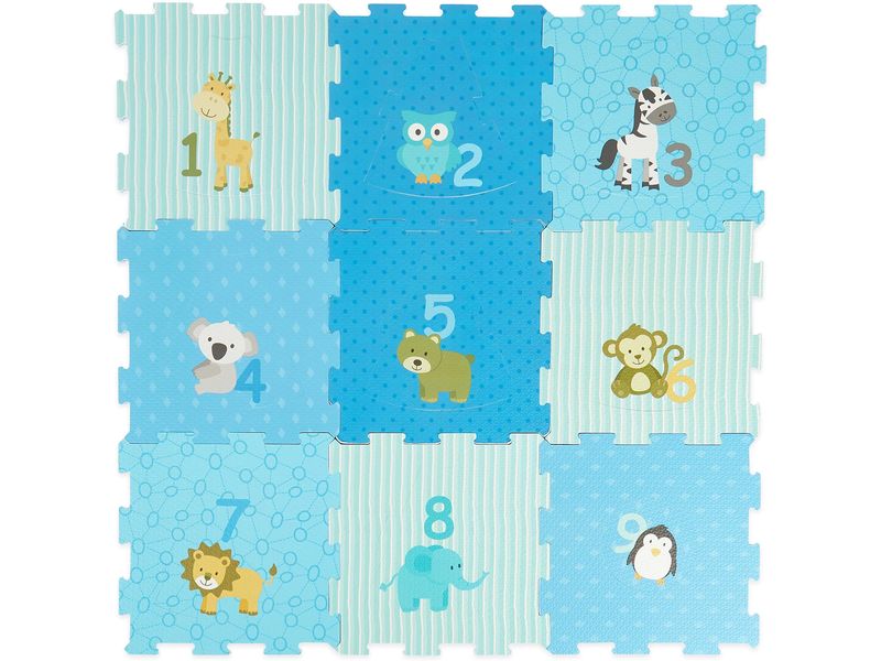 bieco Puzzlematte Tiere Blau, 18-teilig Spiel- und Schutzmatte