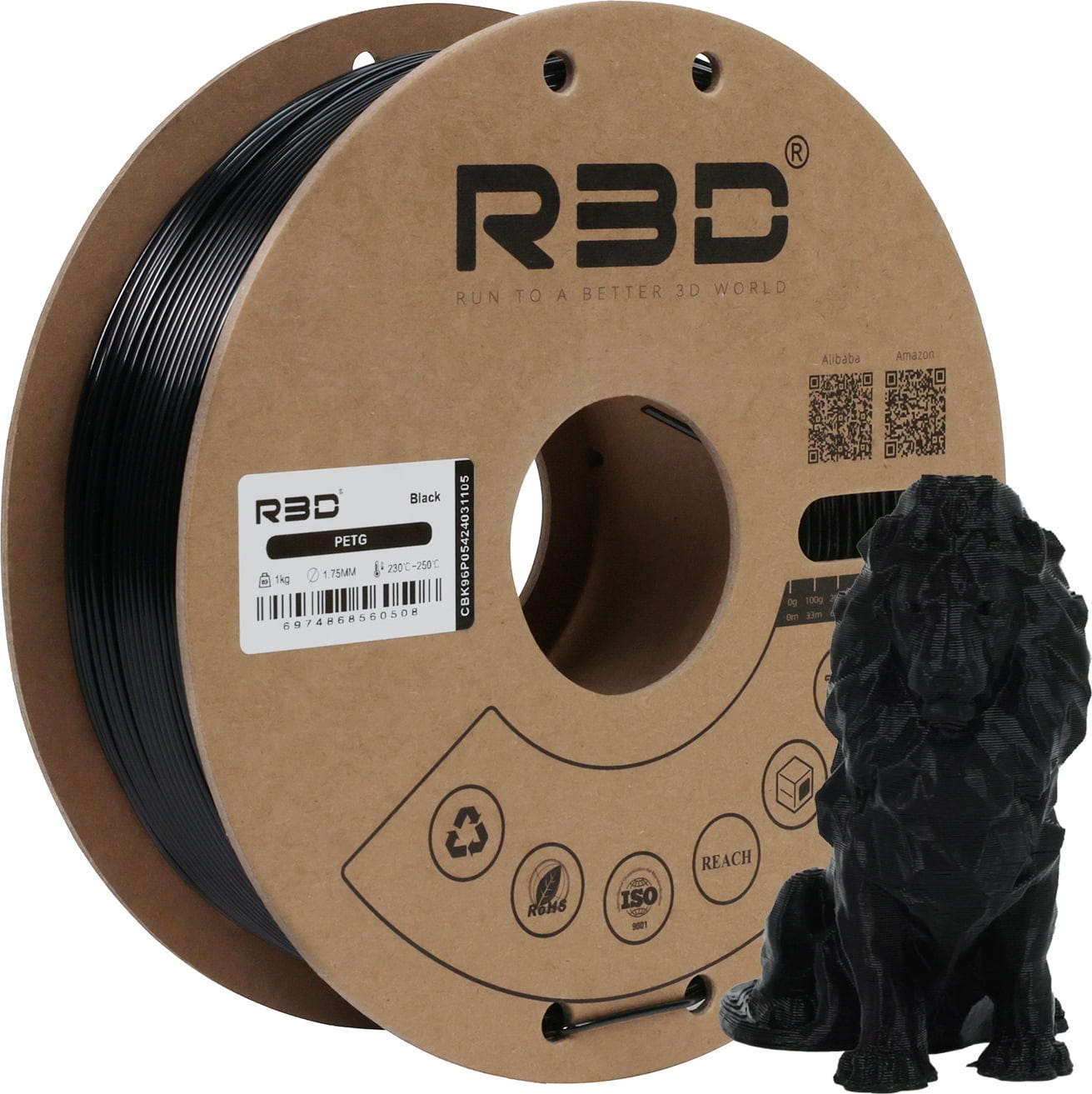 R3D  PETG Black, 1.75 mm / 1000 g    Günstiges PETG-Filament in Schwarz