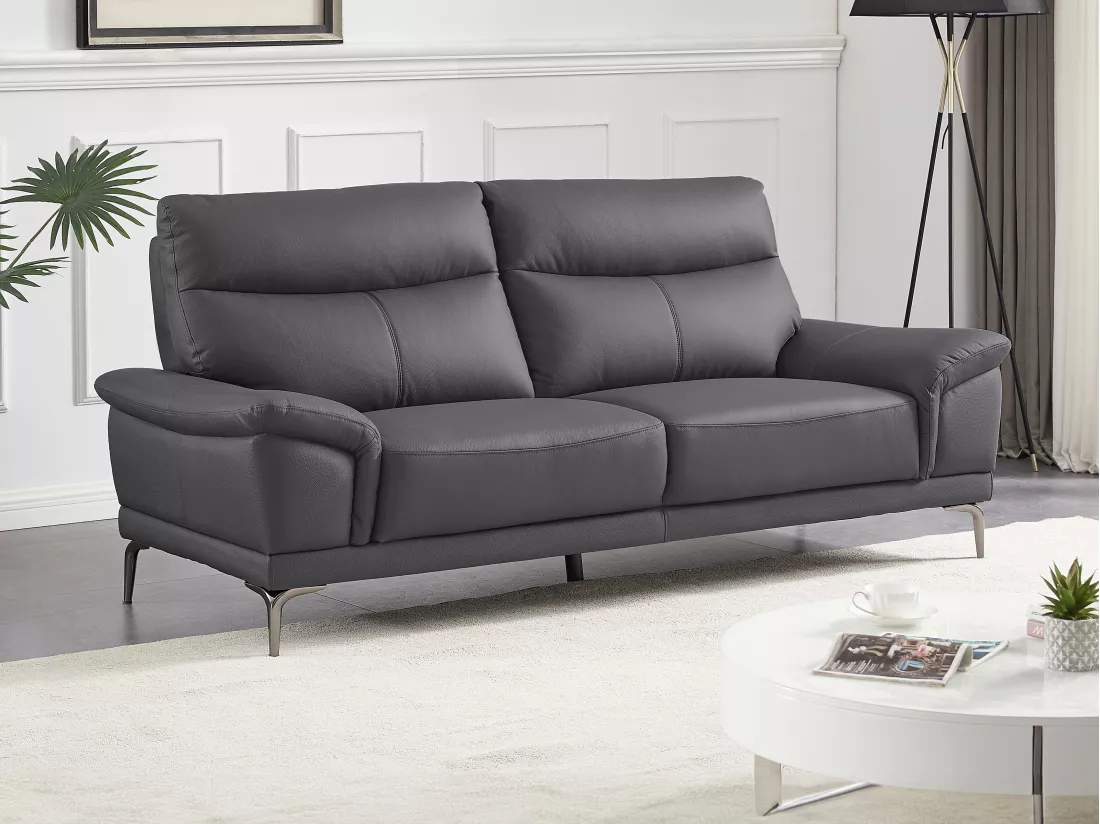 Canapé 3 places en cuir anthracite ATESSO