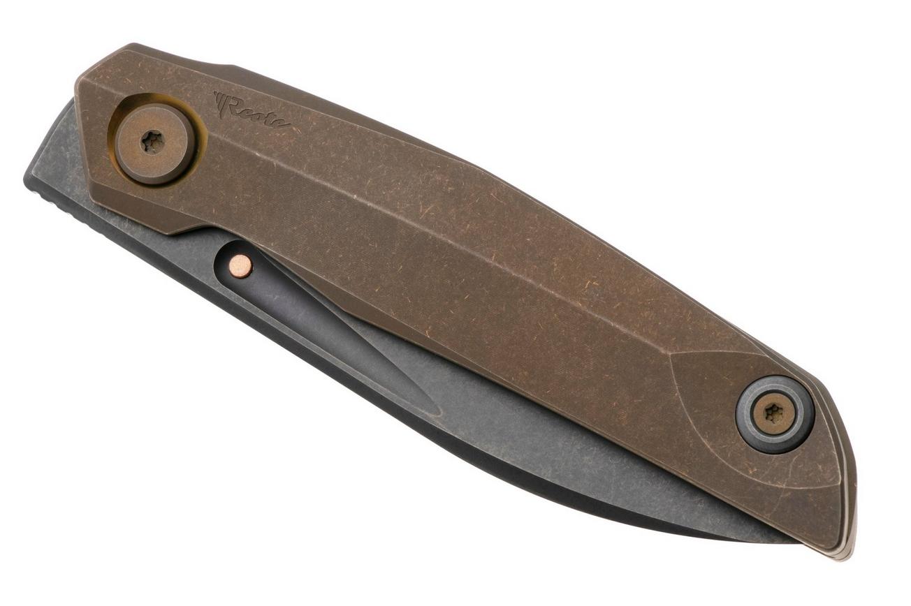Reate VK-ANUB-TI-DB, Black DLC Elmax, Dark Bronze Titanium zakmes, Vulpex Knives design