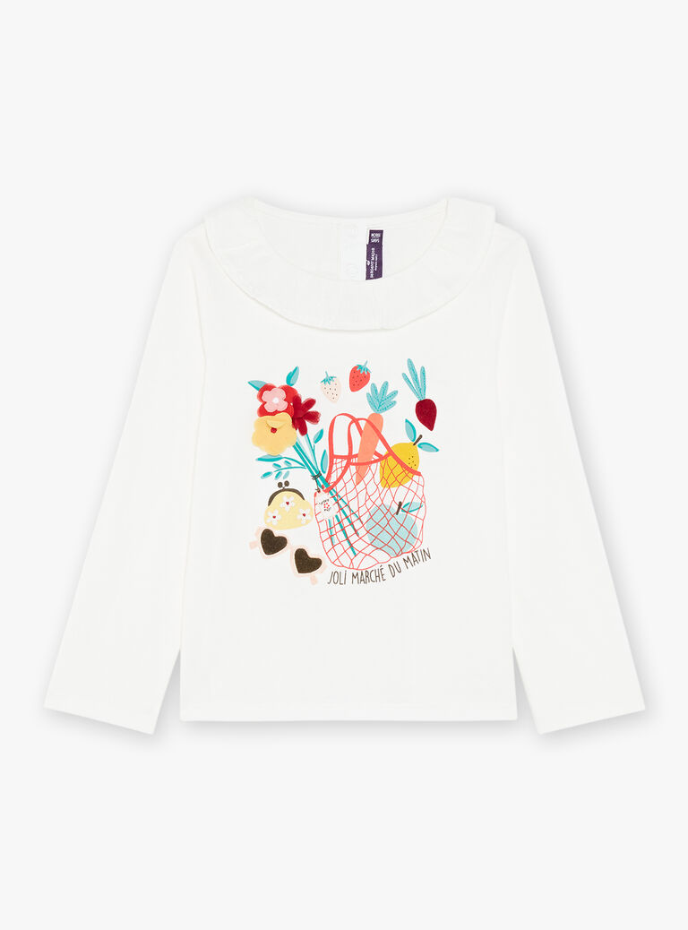 T-shirt écru à collerette