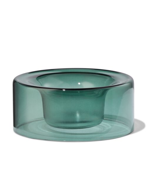 Porte-bougies S verre vert