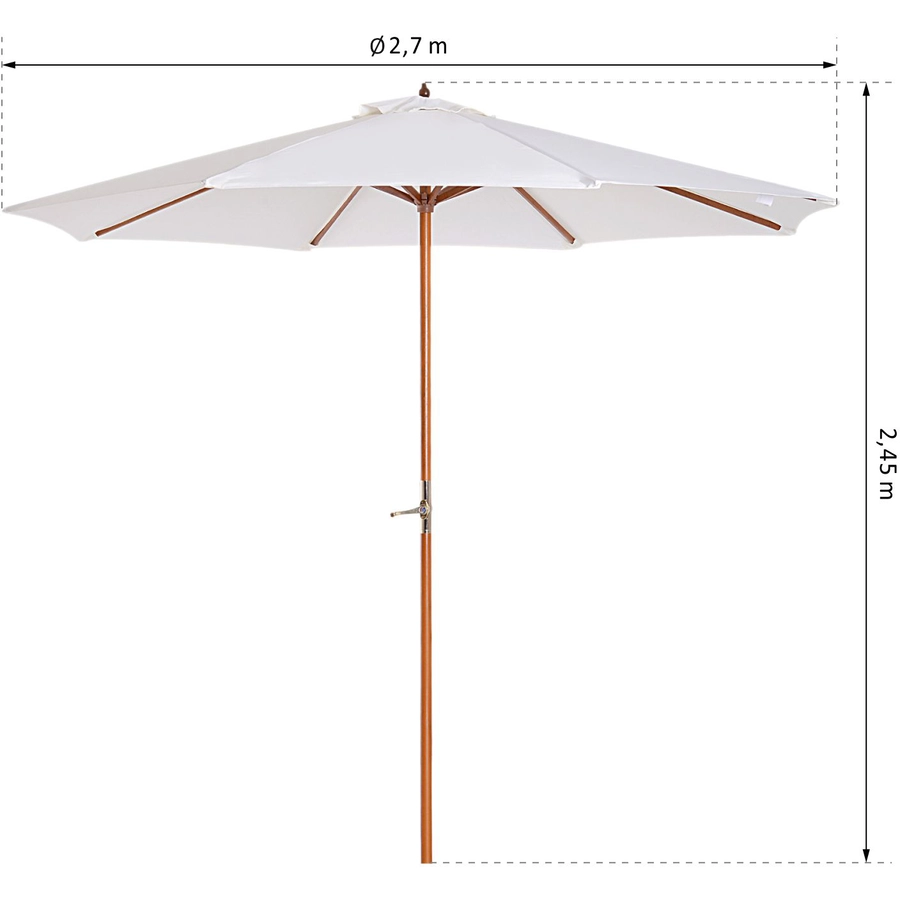 Outsunny Sonnenschirm mit Handkurbel cremeweiß, natur