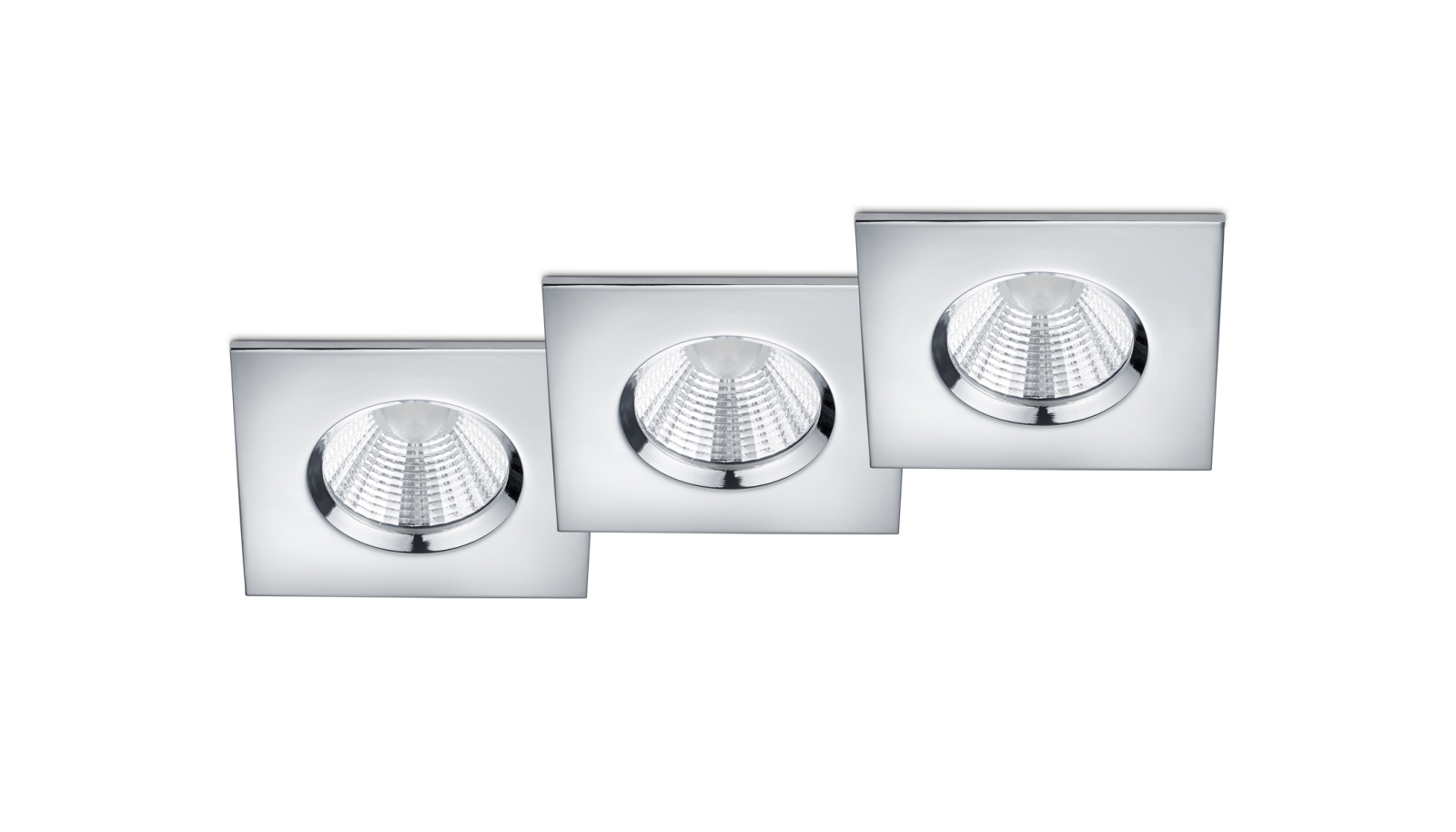 3er-Set LED-Einbauleuchten - chrom - dimmbar