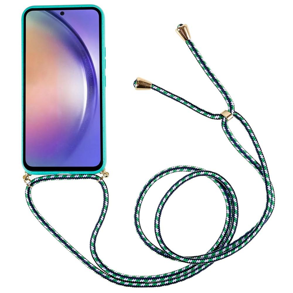 Samsung Galaxy A54 5G Necklace Bio Gummi Case Hülle Eco Friendly Nachhaltig Kompostierbar   Handykette (150cm) - Türkis