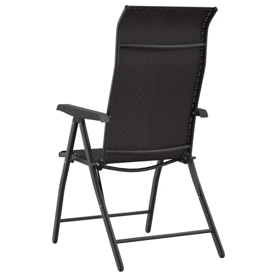vidaXL - Tuinstoelen - Inklapbaar - Zwarte koffiekleur - Poly rattan - 2 stuks