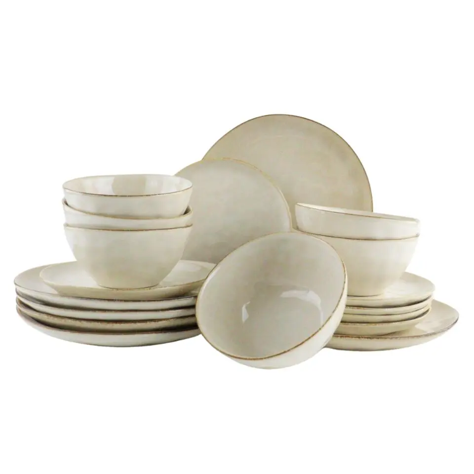 OTIX Serviesset 18-delig Bordenset 6-persoons Beige 21cm Keramiek MAPLE