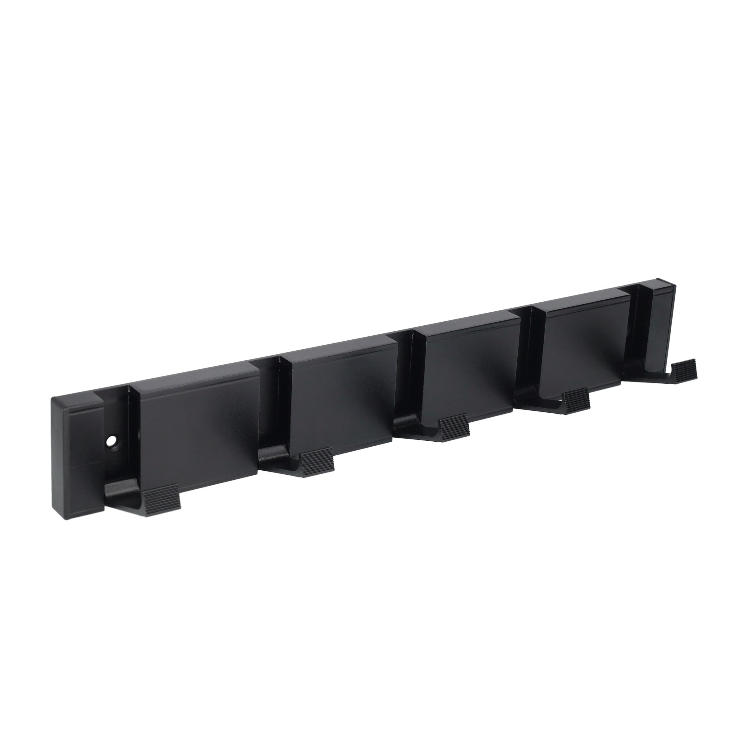 (343x52mm) Aluminium Wand Garderoben Leiste 5-facher Universal Kleiderhaken mit Beweglichen Haken - Schwarz