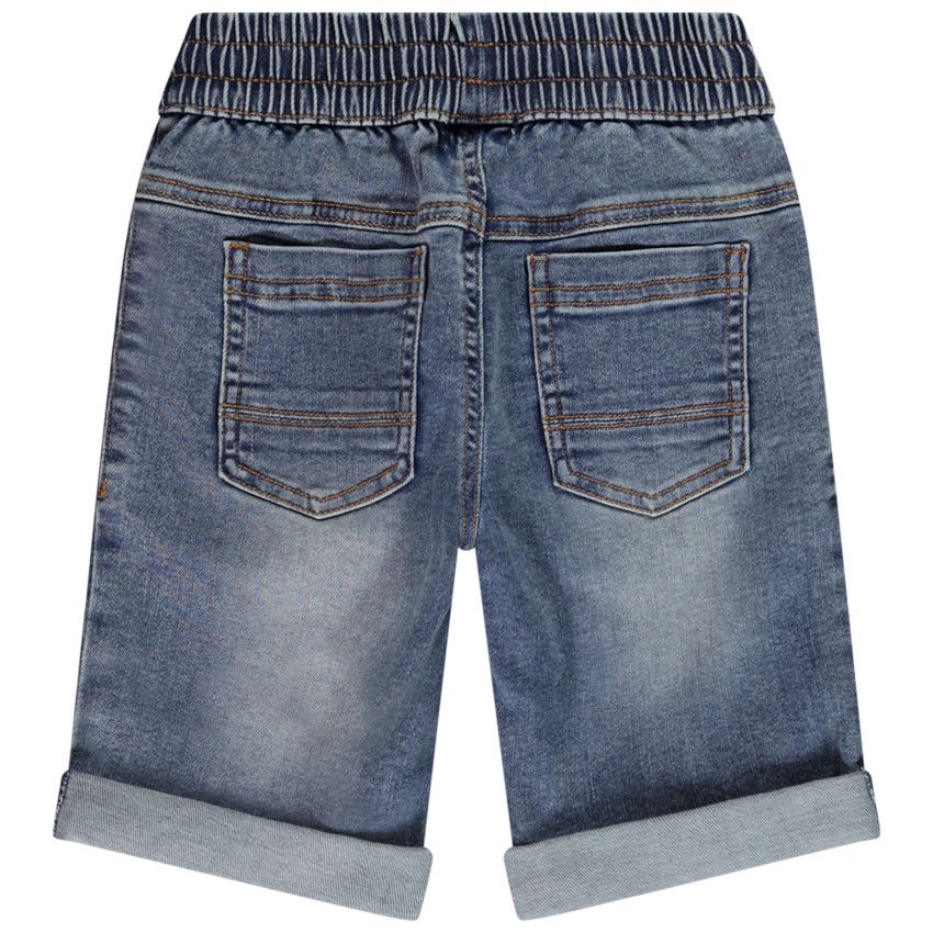 Bermuda effet jean à taille élastiquée pour garçon - Bleu moyen