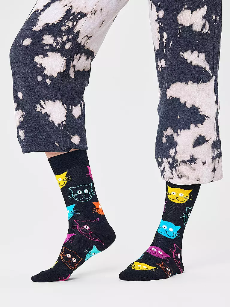 HAPPY SOCKS Damen Socken CAT 36-40 black schwarz