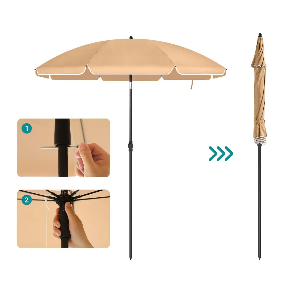 Stok Parasol - 160 cm Diameter - Ronde Tuinparasol - Kantelbaar - Taupe