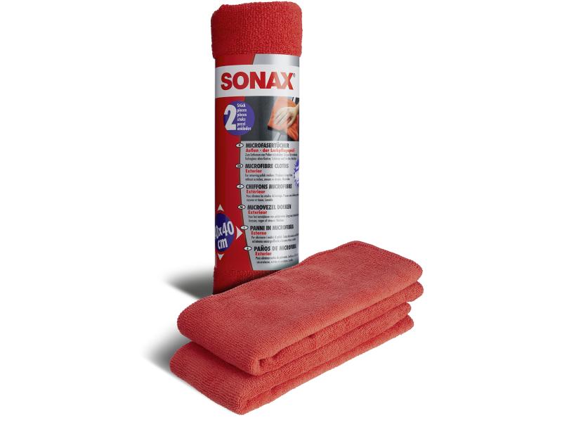 Sonax Mikrofasertuch 40 x 40 Aussen, 2 Stück Fahrzeugpflege-Zubehör: Mikrofasertuch