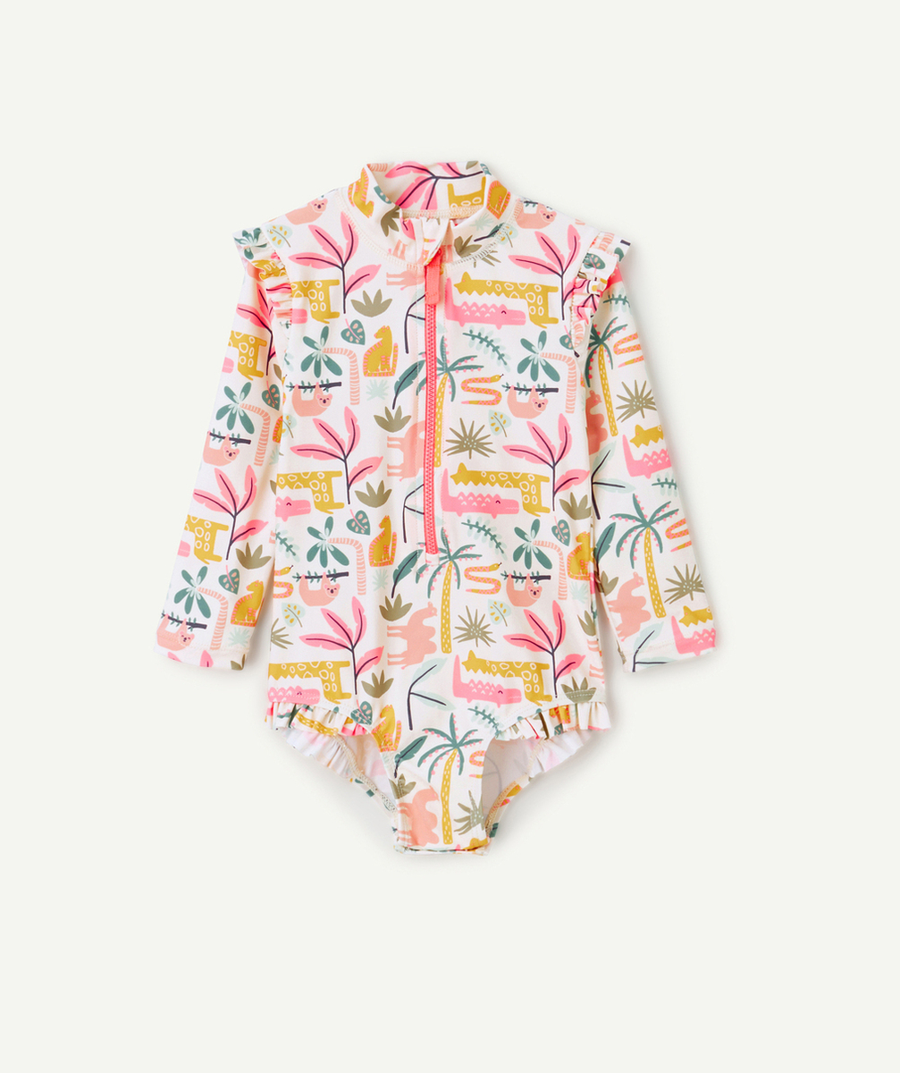 COMBINAISON ANTI-UV BÉBÉ FILLE EN FIBRES RECYCLÉES IMPRIMÉE JUNGLE