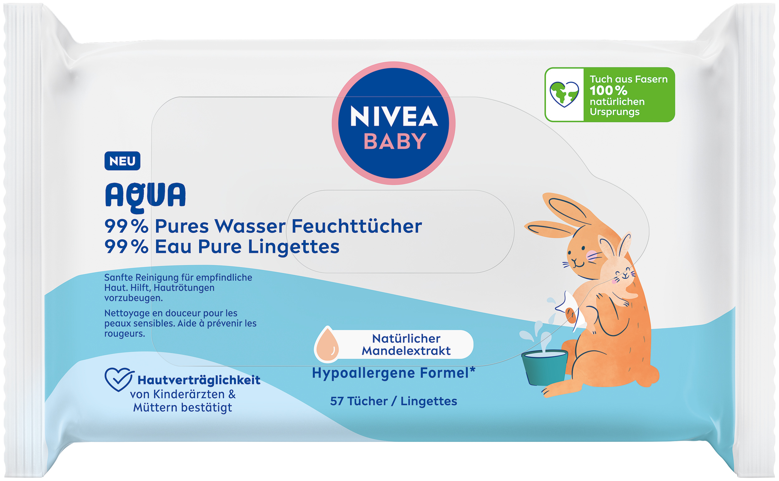Nivea BABY Feuchttücher<br>57 Stück, Beutel, Aqua