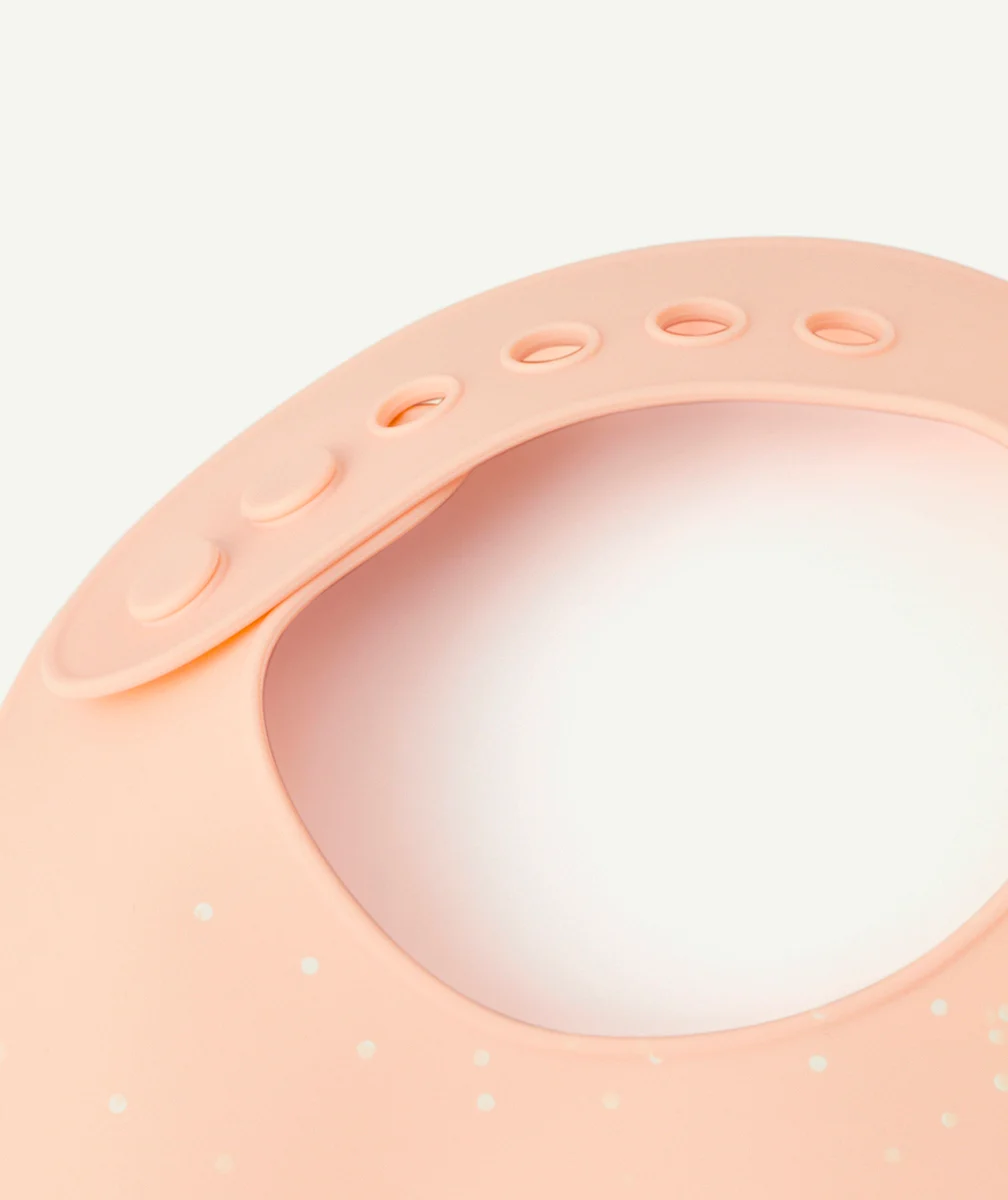 LASSIGLOT 2 BAVOIRS EN SILICONE COULEUR ABRICOT ET BLANC