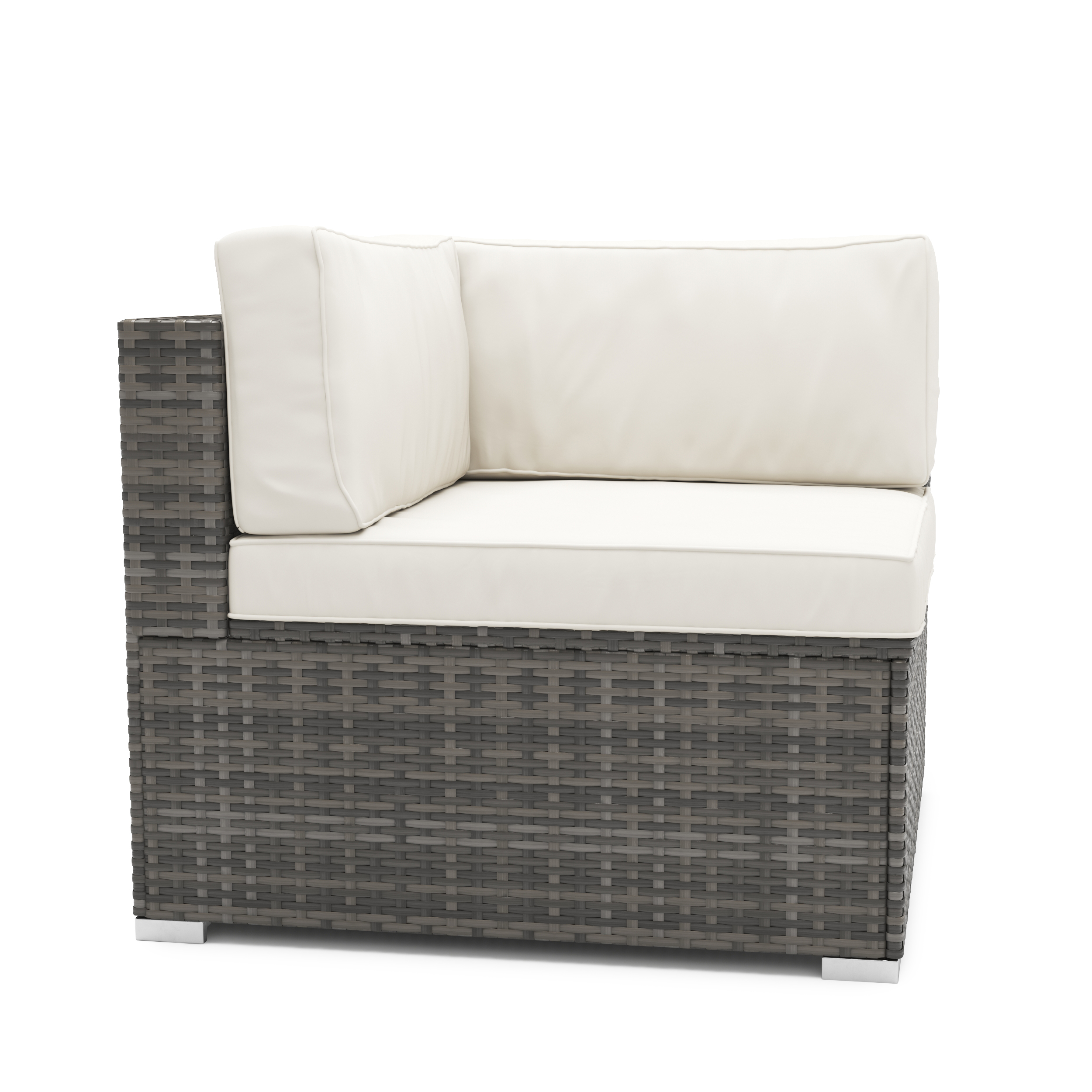 Eckteil Rattanlounge LINDOS grau/weiss