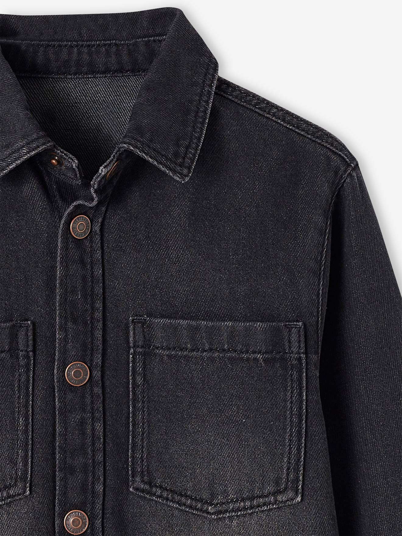 Camisa jeans para meninos, jeans preto