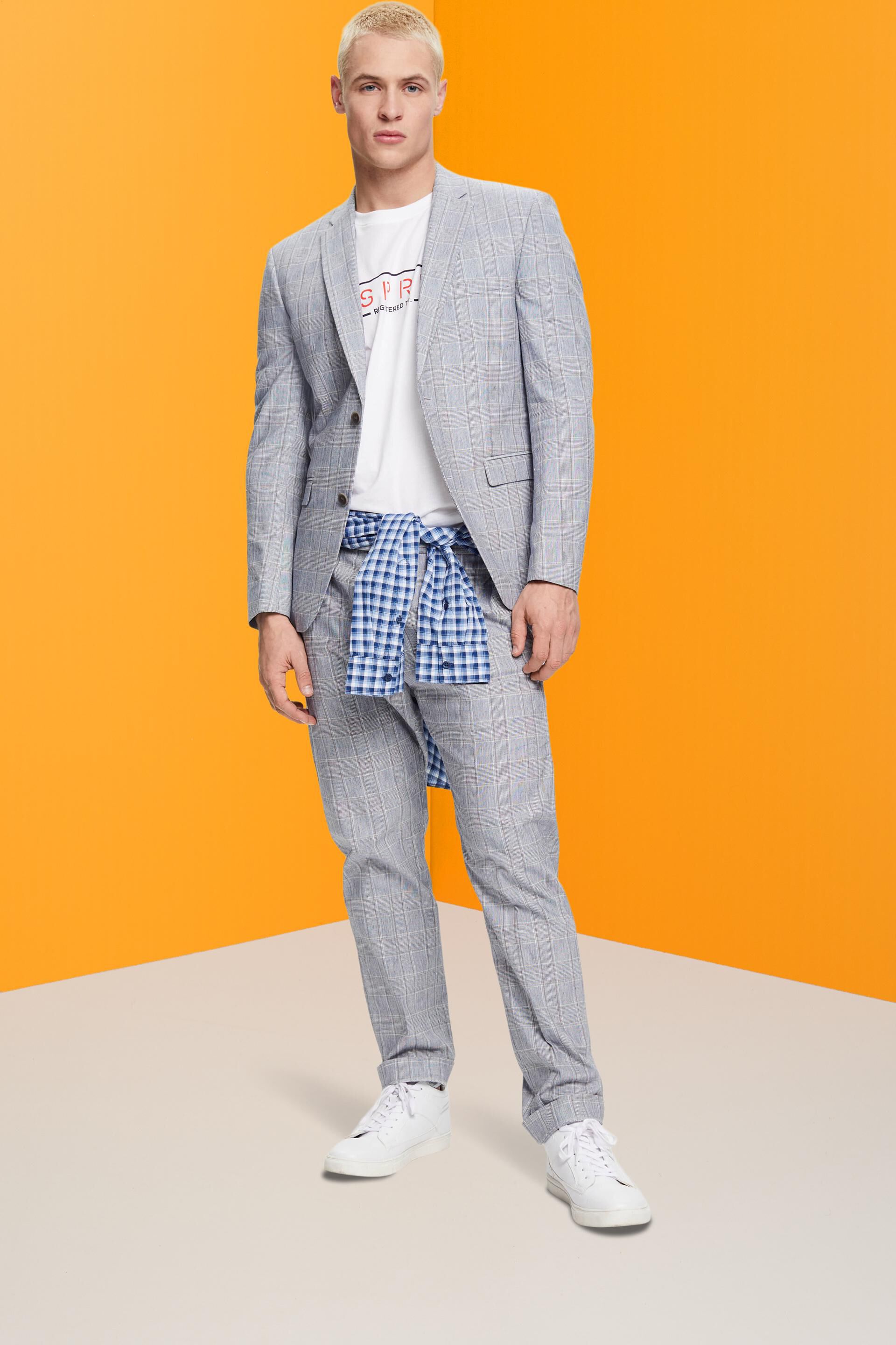Blazer à carreaux Slim Fit à boutonnage droit