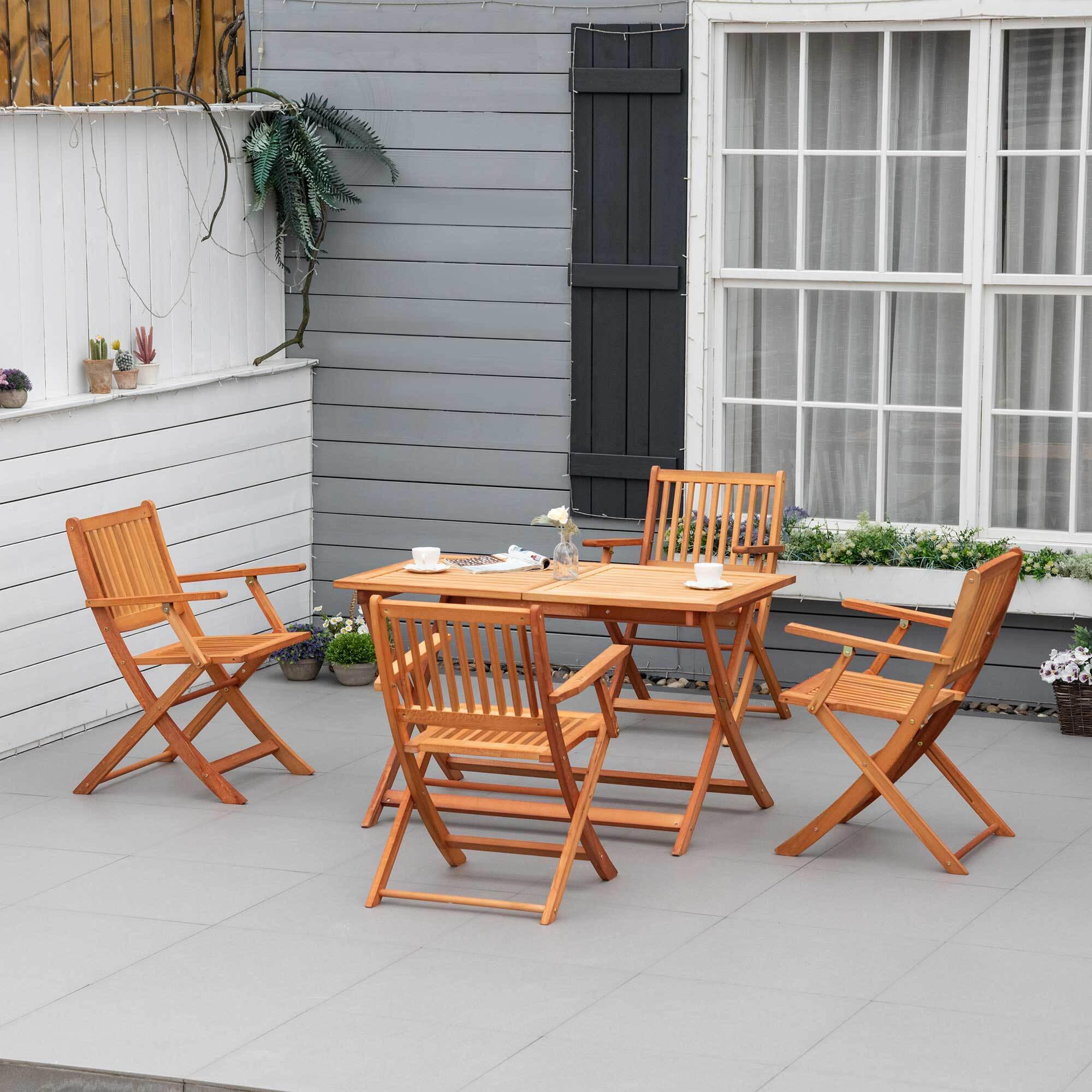 Outsunny 5-teiligen Essgruppe mit Klappfunktion natur 120L x 70B x 72H cm |