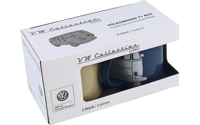 VW Collection T1 Bus Emaille Tassen Set 2 Stück 350 ml