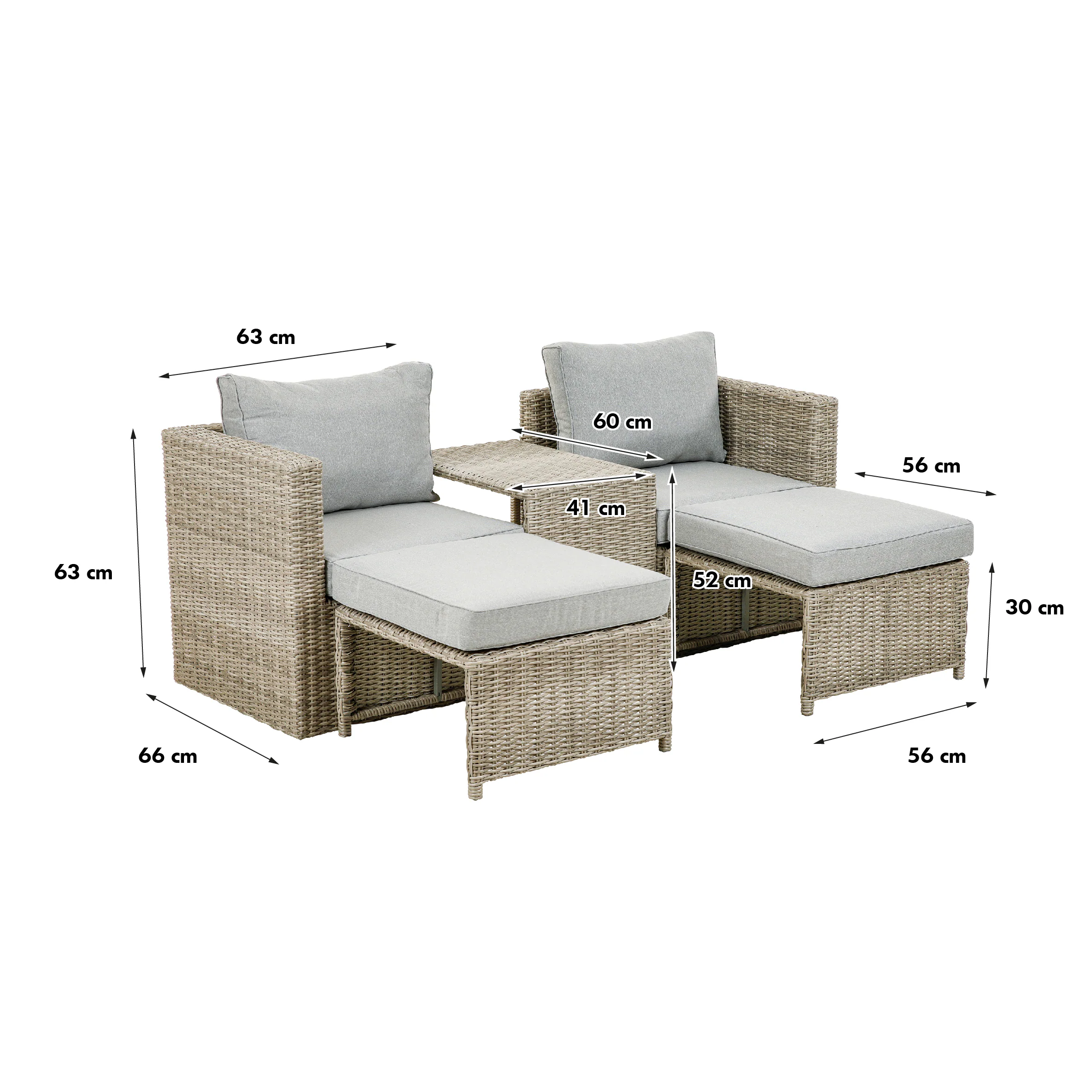 greemotion Outdoor Lounge Polyrattan - Set Olea MINI