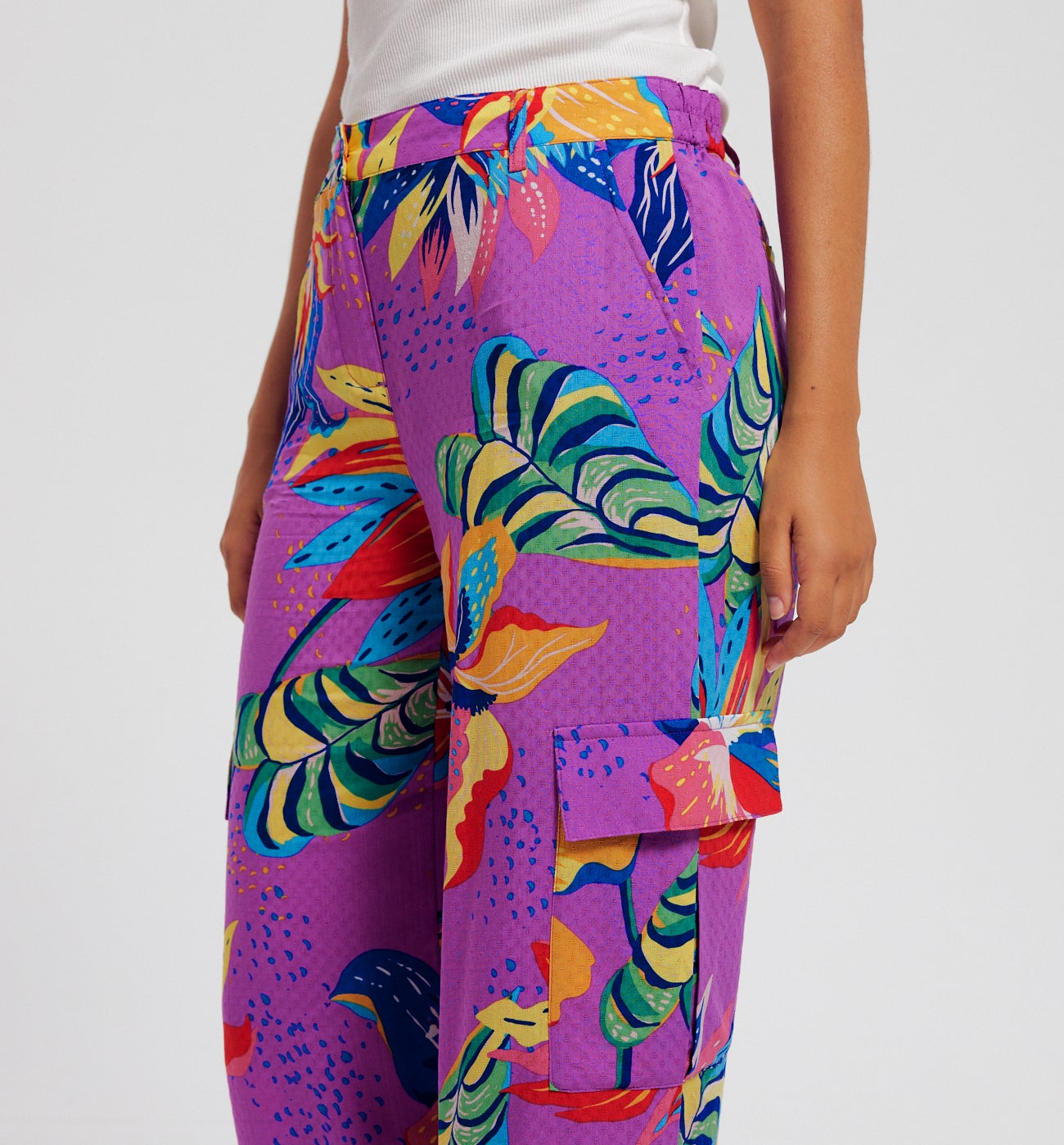 Pantalon cargo imprimé Femme - Imprimé violet