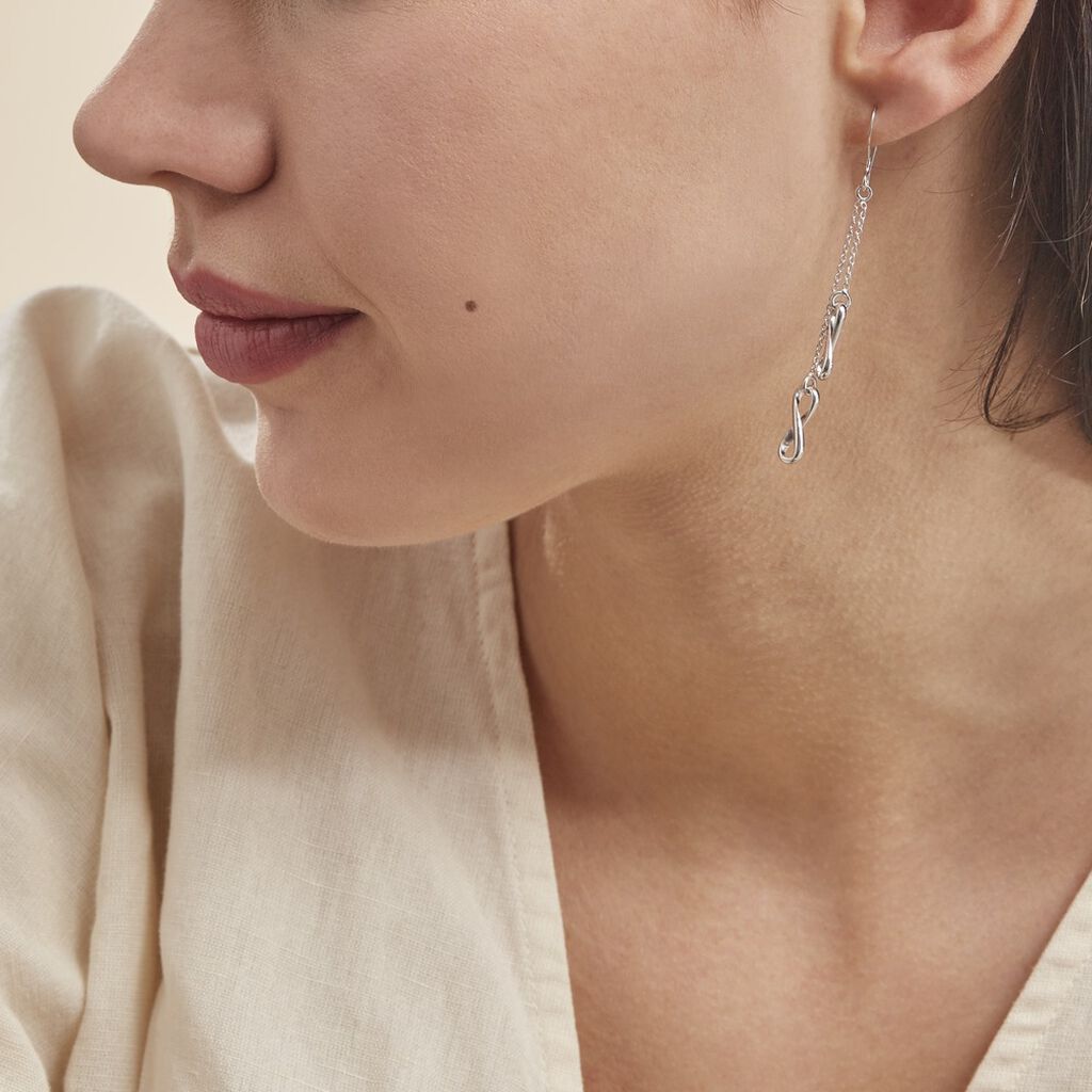 Boucles D'oreilles Pendantes Noelle Argent Blanc
