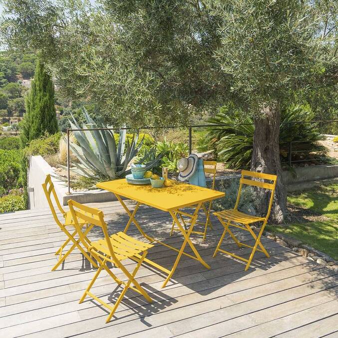 Table de jardin pliante rectangulaire GREENSBORO Jaune moutarde