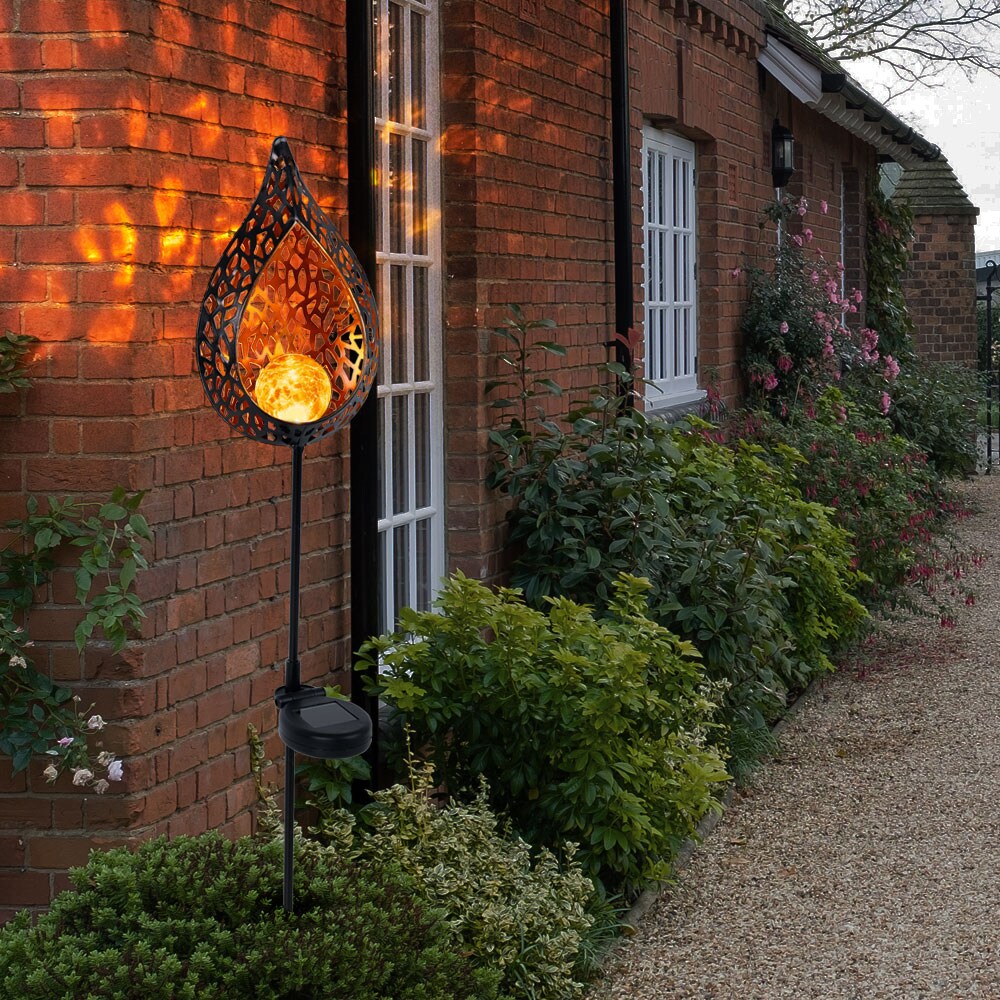 2er Set LED Solar-Steckleuchten im Flammen Design