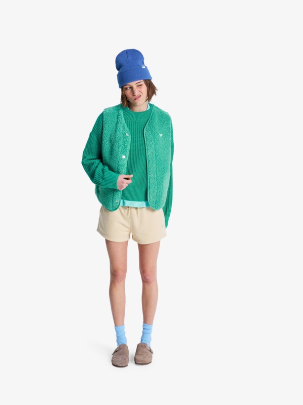 Iconic Town Gilet en polaire sherpa Vert Femme