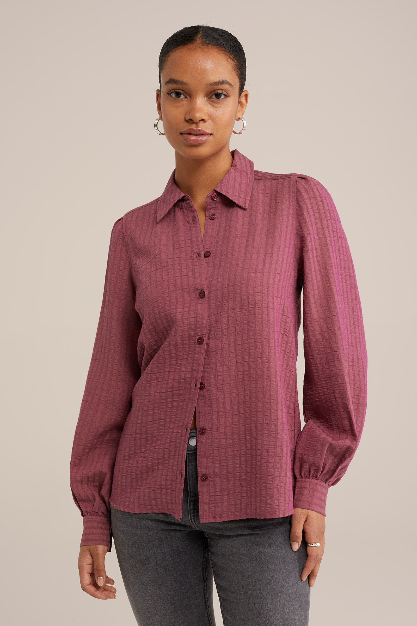 blouse met structuur WE Fashion Oudroze